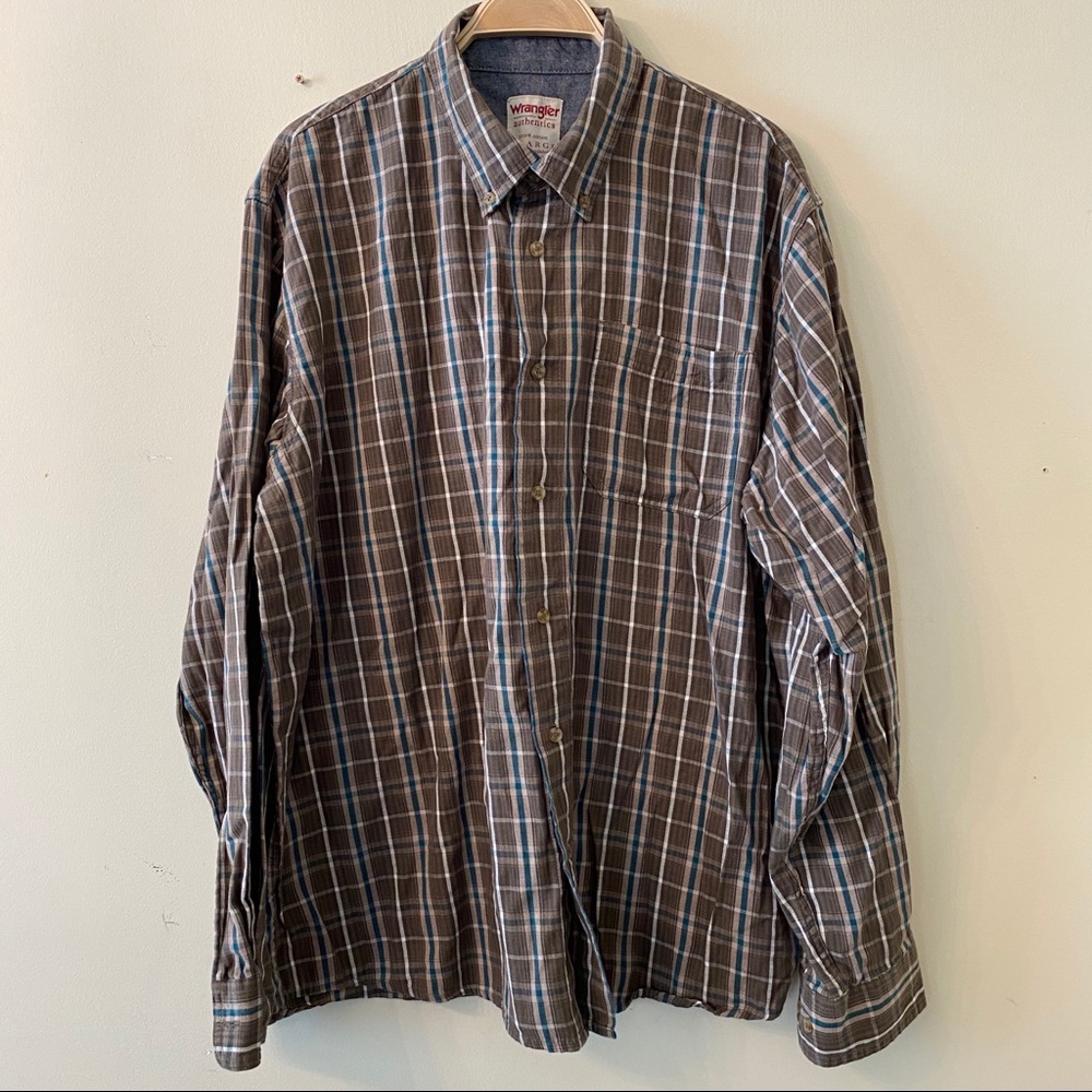 3for$15 Wrangler Plaid Button Down Green size XL